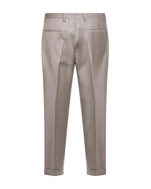 D 40 Gray Dove Wool And Cashmere Flannel Tiberio Trousers for men