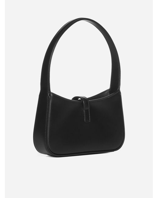 Saint Laurent Black Le 5 A 7 Leather Hobo Mini Bag
