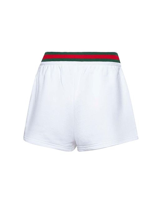 Gucci White Cotton Jersey Web Shorts