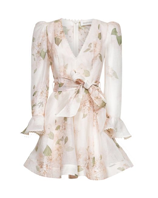 Zimmermann White Ortensia Linen And Silk Balance Mini Dress