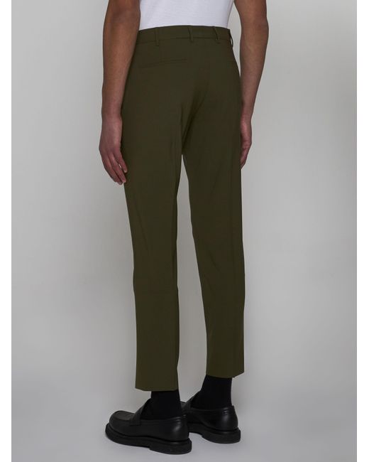 PT Torino Green Dieci Stretch Wool Trousers for men
