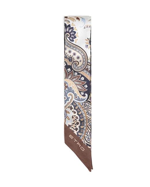 Etro White Silk Twill Paisleyna With Paisley Pattern