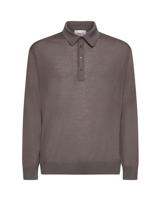 D 40 Brown Taupe Virgin Wool Knit Polo Shirt for men