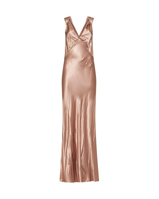 Saint Laurent Pink Silk Satin Long Dress
