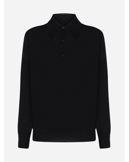 Prada Black Cashmere Polo Shirt