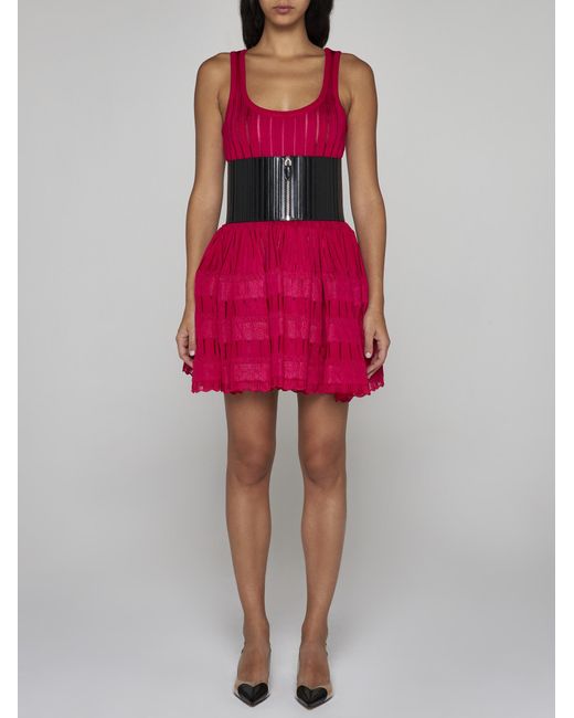 Alaïa Red Crinoline Knit Mini Dress