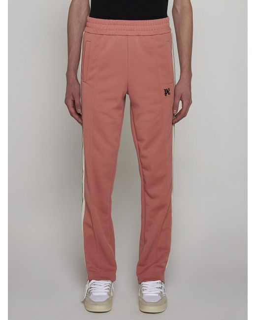 Palm Angels Red Monogram Jersey Track Pants for men