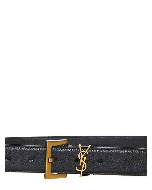 Saint Laurent White Cassandre Belt With Square Buckle for men