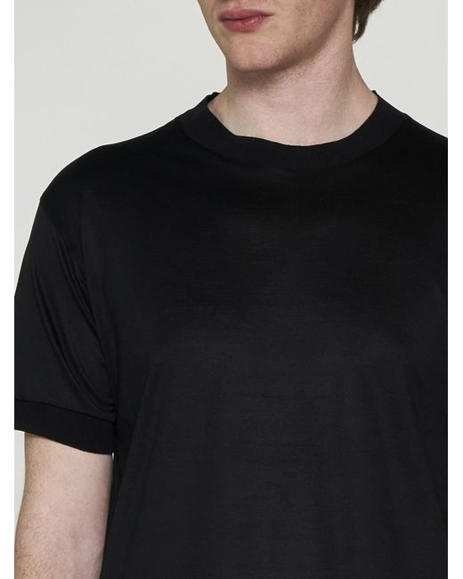 Tagliatore Black Lisle Cotton T-Shirt for men