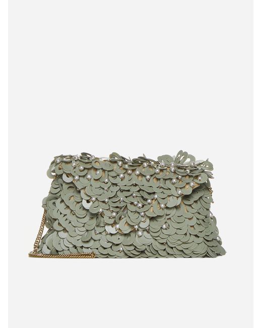 Dries Van Noten Green Jewel Embellished Canvas Bag