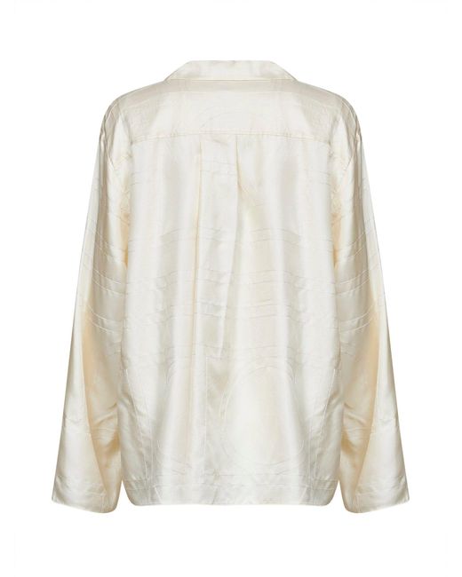 Totême White Cream Monogram Silk Pj Shirt