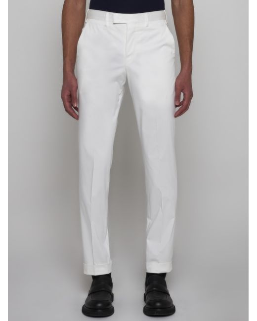 PT Torino White Master Stretch Cotton Trousers for men