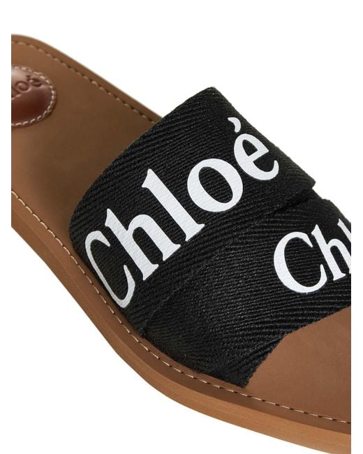 Chloé Multicolor Chloé Woody Linen Flat Sandals