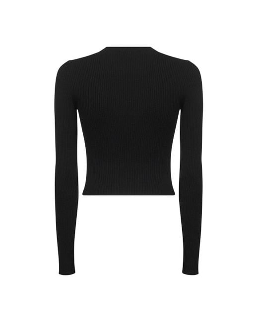 DIESEL Black Ribbed Wool M-Olina Top