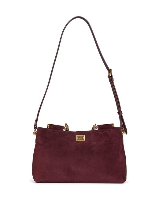 Dolce & Gabbana Purple Burgundy Vittoria Medium Handbag With Shoulder Strap