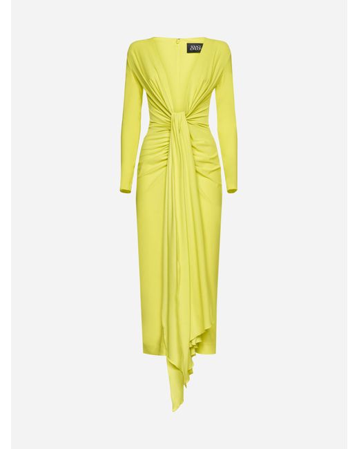 Solace London Lorena Crepe Midi Dress in Yellow - Lyst