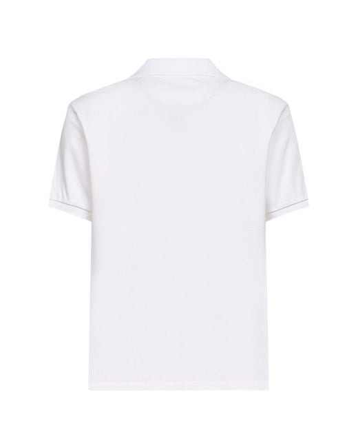 Mc2 Saint Barth White Stretch Cotton Piquet Charles Buttonless Polo Shirt for men