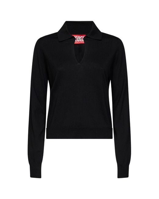 DIESEL Black Silk And Cotton Knit M-Lilli Polo Shirt