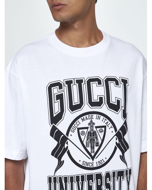 Gucci White Printed Cotton T-Shirt for men