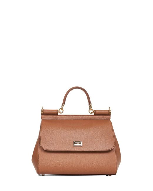 Dolce & Gabbana Brown Camel Large Sicily Handbag
