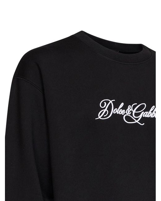 Dolce & Gabbana Black Cotton Embroidered Crewneck Sweatshirt for men