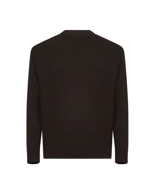 D 40 Black Virgin Wool Knit Relaxed-Fit Sweater<Br for men