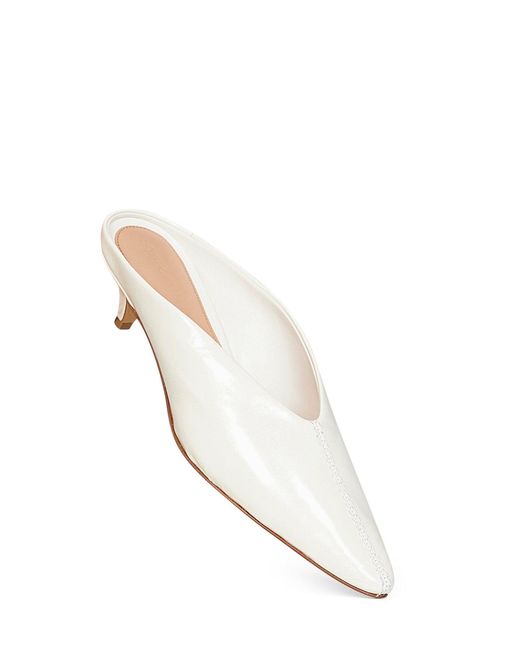 Bottega Veneta White Alabaster Shiny Leather Vesta Mule Pumps