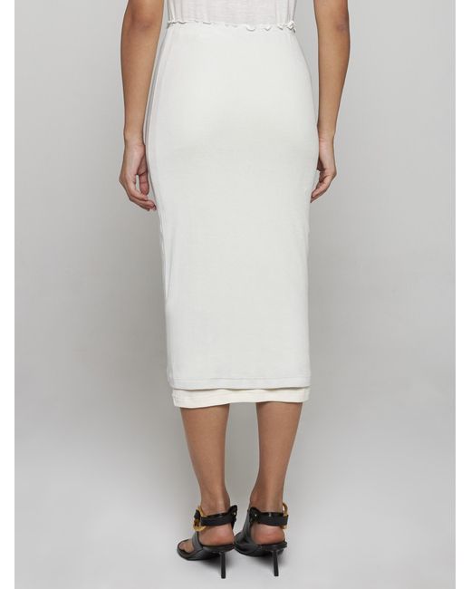 Jil Sander White 3 Layered Midi Cotton Skirt