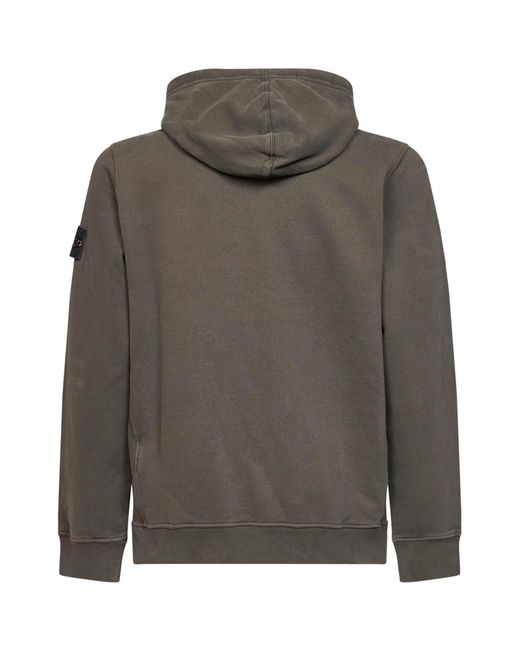 Stone Island Gray Coal Stretch Organic Cotton Hoodie<Br for men