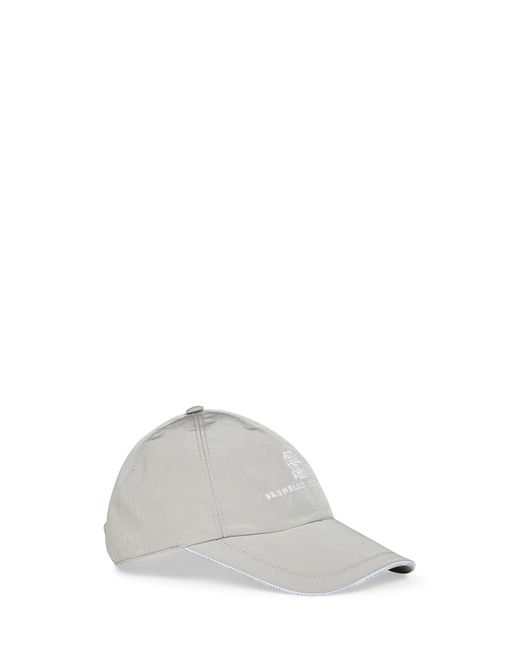 Brunello Cucinelli White Baseball Cap Bonded Nylon for men