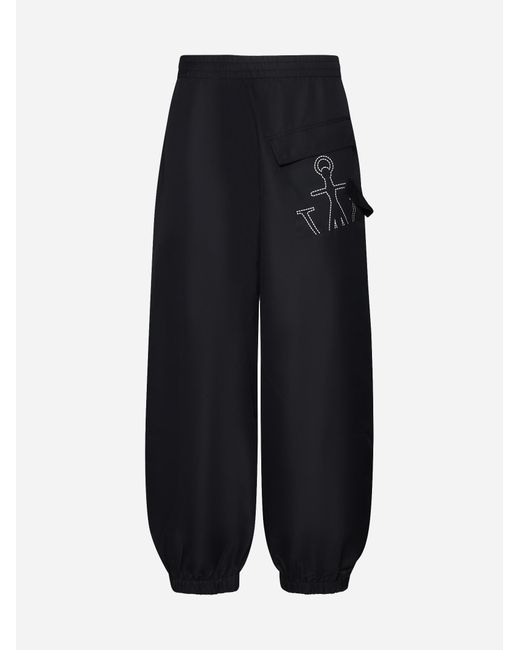 J.W. Anderson Black Twisted Nylon joggers for men