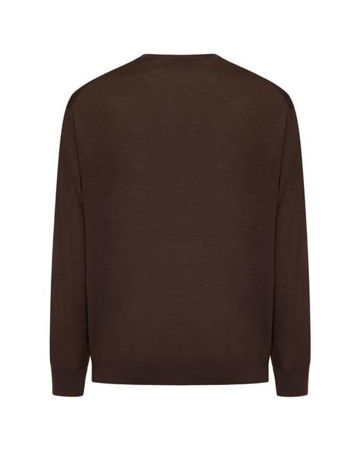 D 40 Brown Virgin Wool Crewneck Sweater for men