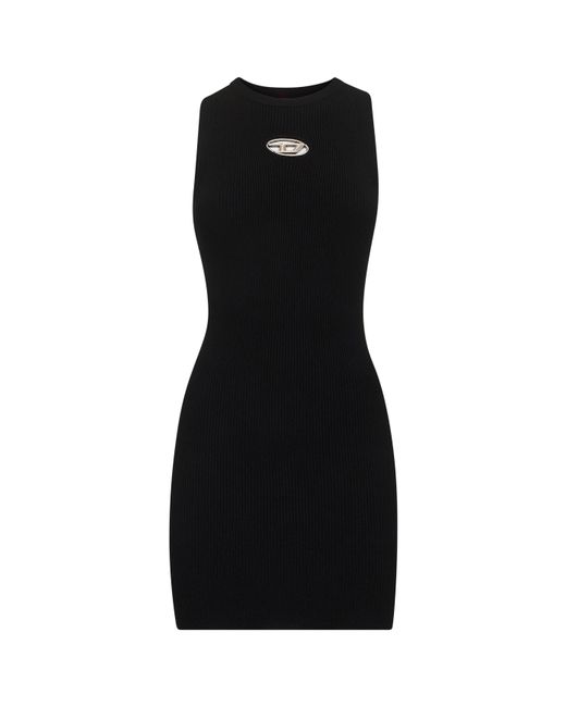 DIESEL Black Ribbed Stretch Jersey M-Caddix Mini Dress