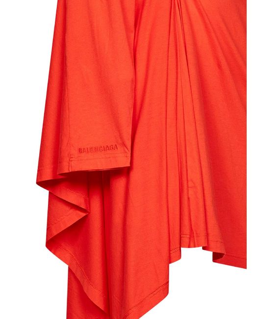 Balenciaga Red Sunset Draped Midi Dress