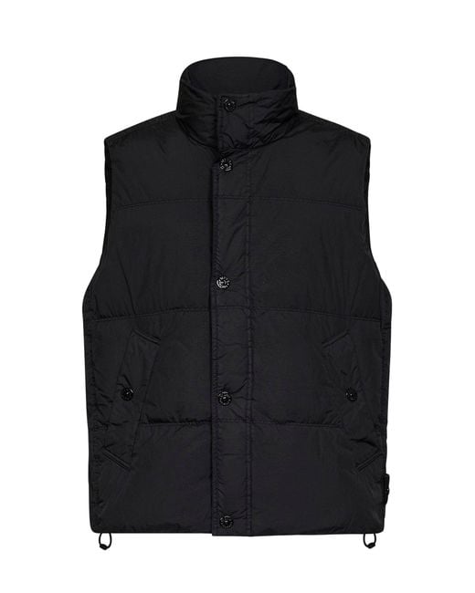 Stone Island Black Crinkle Reps Ny Padded Vest for men