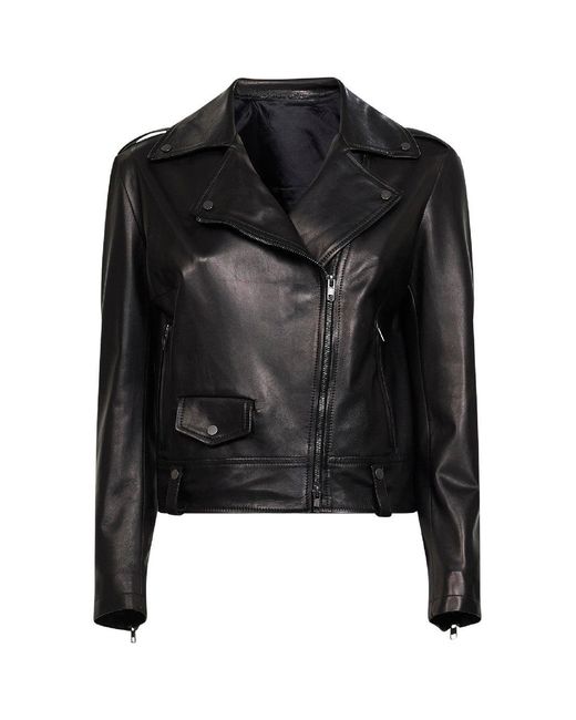 Salvatore Santoro Black Plongé Nappa Leather Biker Jacket