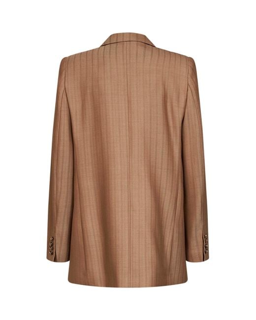 Etro Brown Camel Striped Wool Jacquard Double-Breasted Blazer