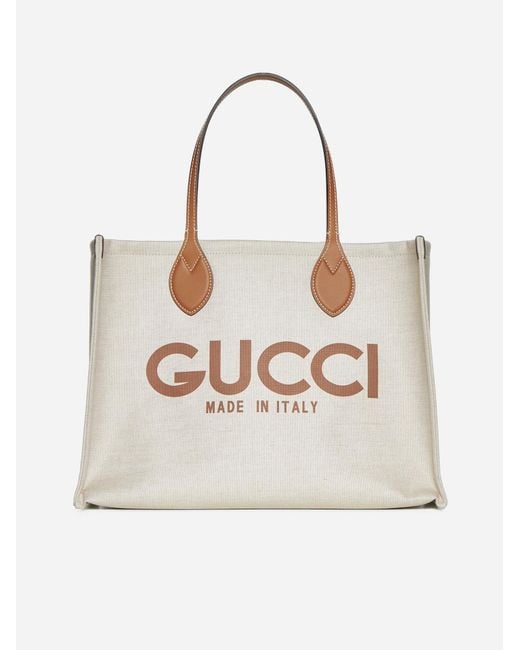 Gucci Natural Logo Canvas Tote Bag