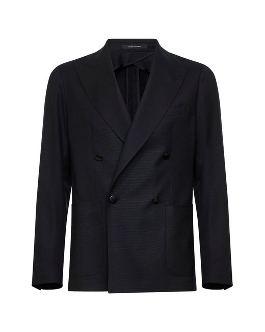 Tagliatore Blue Stretch Virgin Wool Montecarlo Double-Breasted Blazer for men