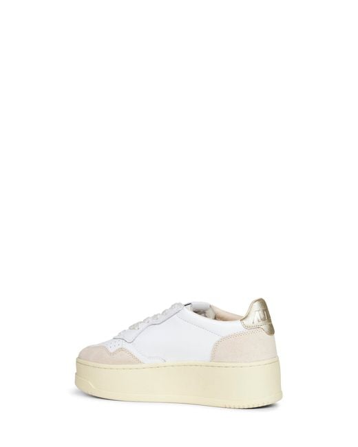 Autry White Leather And Suede Medalist Platform Sneakers