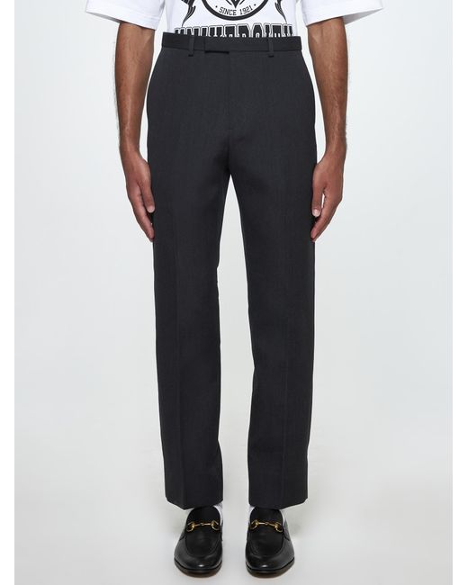 Gucci Blue Wool Trousers for men