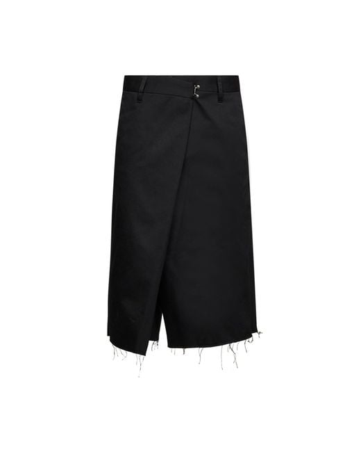 Maison Margiela Black Cotton Blend Wrap Bermuda Shorts