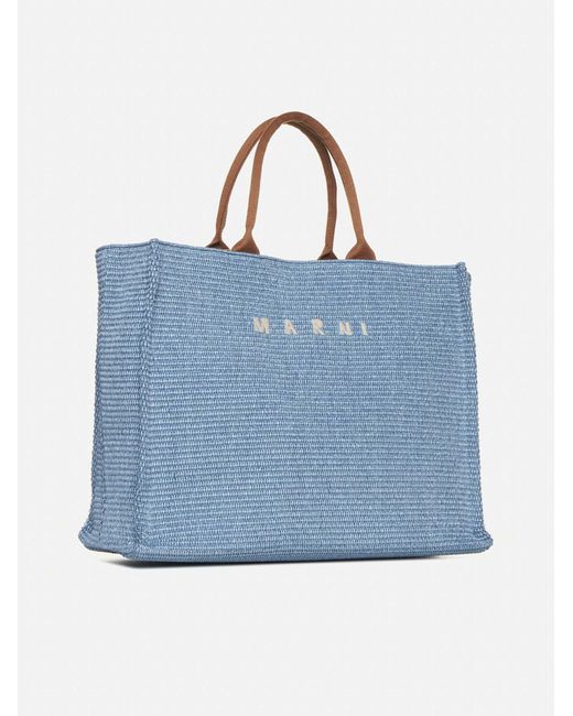 Marni Blue Basket Raffia Large Tote Bag