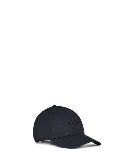 Stone Island Blue Cotton Rep Embroidered Baseball Cap for men