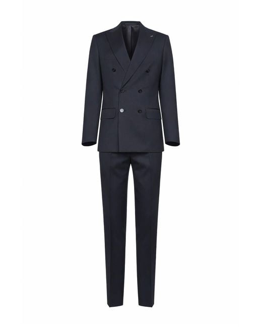 D 40 Blue Virgin Wool Positano Double-Breasted Suit for men