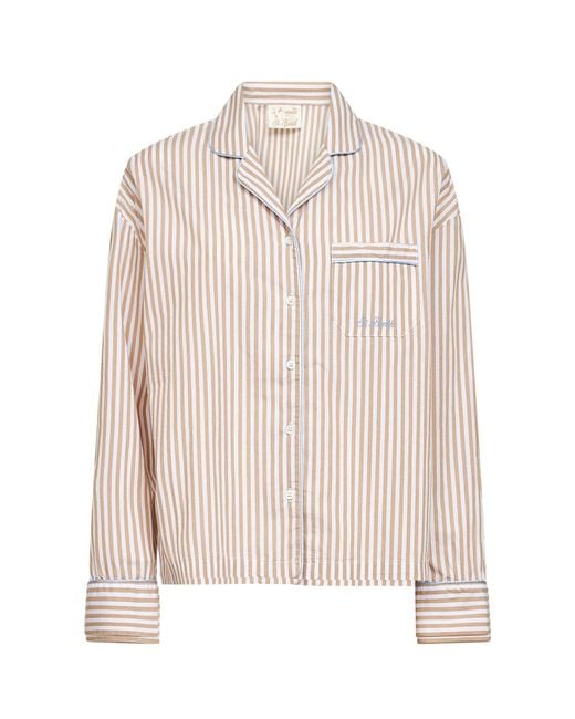 Mc2 Saint Barth White Striped Poplin Astra Pajama-Style Shirt