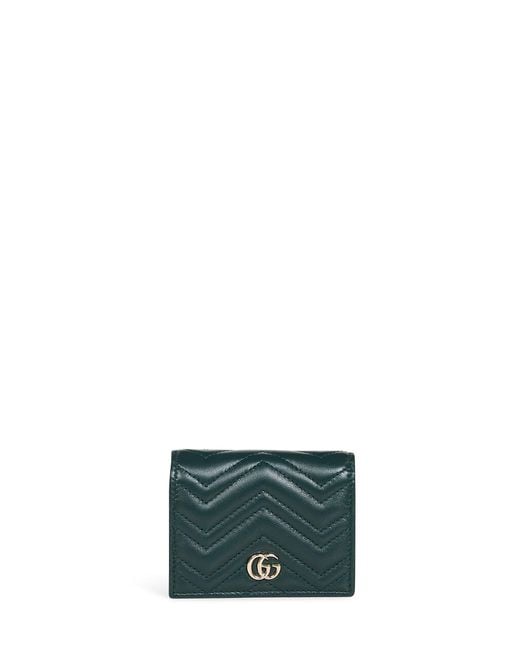 Gucci Green Gg Marmont Card Case Wallet