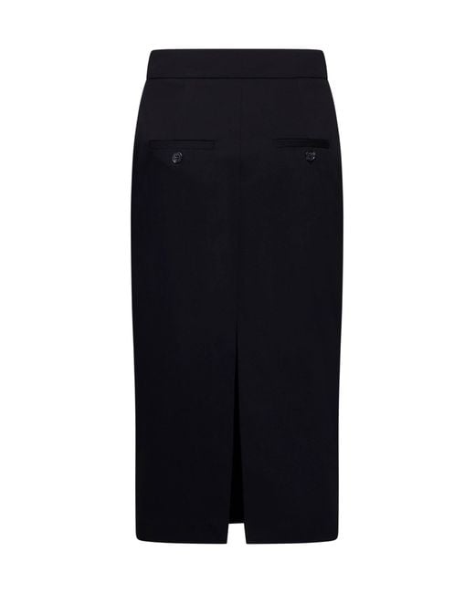 Blanca Vita Black Gabardine Midi Pencil Skirt