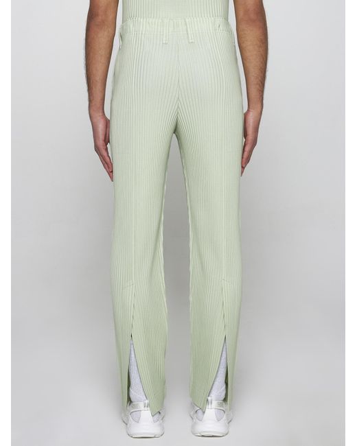 Homme Plissé Issey Miyake Green Pleated Fabric Trousers for men