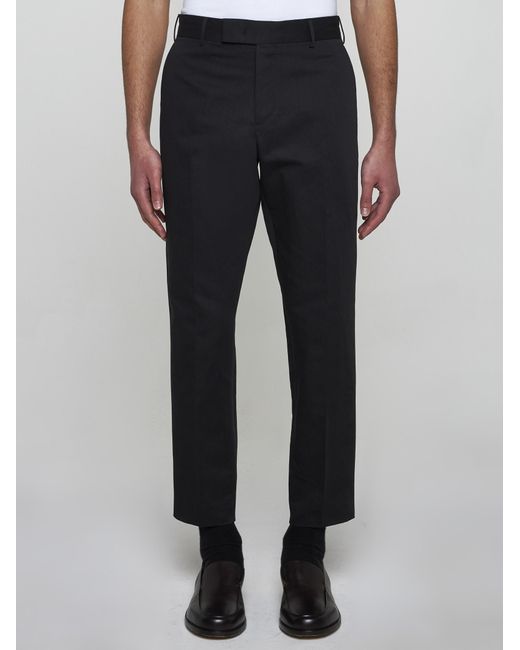 PT Torino Black Rebel Cotton And Linen Trousers for men